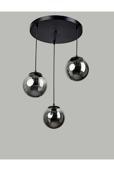 demet habek mylights Modern Sports Triple Living Room Chandelier with Smoked Glass
