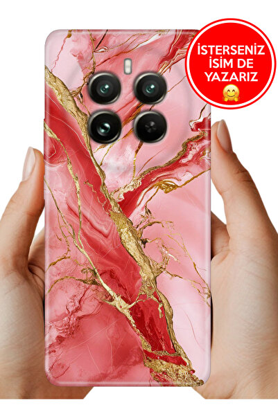 realme 12 Pro (RMX3842) Kılıf Desenli Rubber Lens Korumalı Silikon Pembemerme...