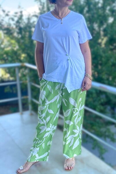 Mia Butik Plus Size Spring Suit White - Green