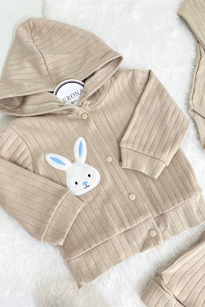 VERONA TARZ Baby Girl Boy Cardigan Hooded Suit Rabbit Embroidered Newborn Outfit
