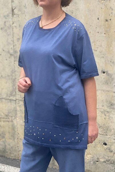 Mia Butik Plus Size Verona Indigo Linen Set