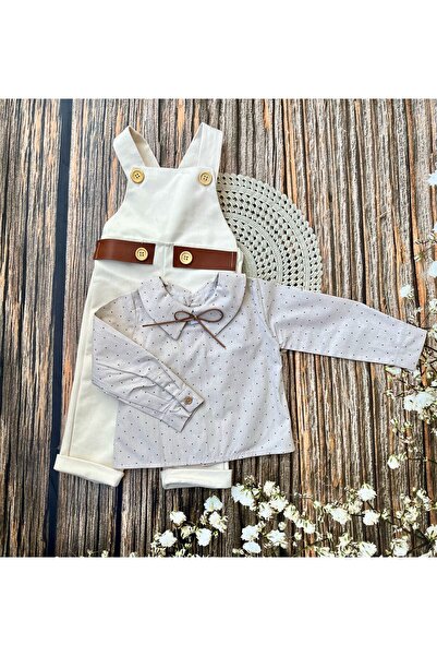 Butik Boy's Cream Shirt-Pants Suit