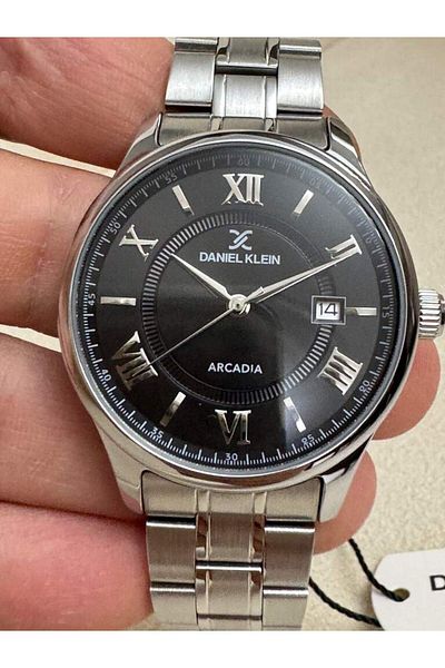 Daniel Klein 41 mm Dk.1.14050 Men's Wristwatch with Classic Steel Band and Black Dial