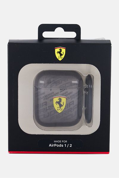 Ferrari Logo Airpods 1/2 Shockproof Case, Dark Grey