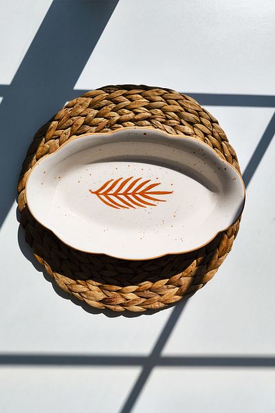 Dfn Life Başak Handmade 30cm Boat Plate - Fruit Plate - Salad Bowl