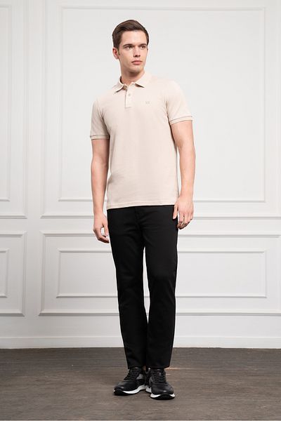 Morven Men's Beige Basic Polo Neck Dynamic Fit T-Shirt