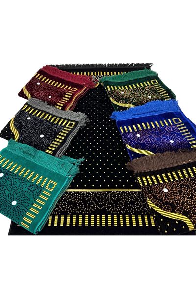 Furkan Neşriyat Velvet Prayer Rug - Wholesale - Gift - Hajj Umrah Gift - 8 Velvet Prayer Rugs