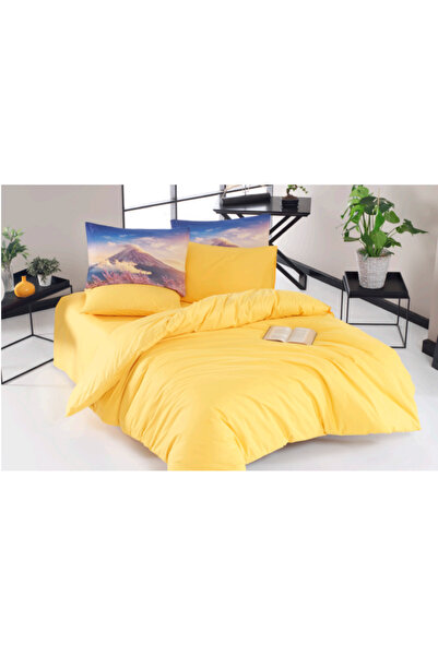 The Fabric Two Colors Yellow Mountain Double Duvet Cover Set