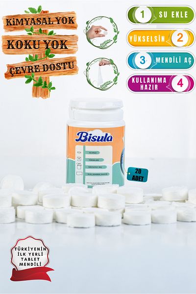 Bisula Compressed Tablet Wipes – Disposable Baby Cleaning Cloth That Opens with Water (20 Pcs)