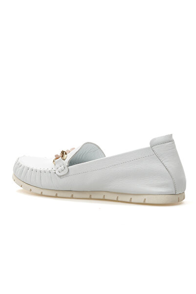 Mammamia Γυναικείες αγκράφες από γνήσιο δέρμα με λεπτομέρειες καθημερινές μπαλαρίνες 25 ετών D25ya-745 Z Λευκό