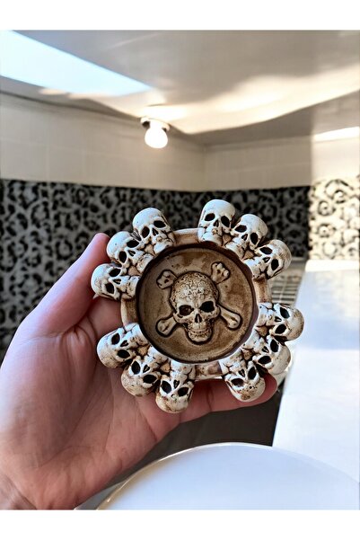 AlohamoraShop Dekoratif Beton Kuru Kafa İskelet Kül Tablası