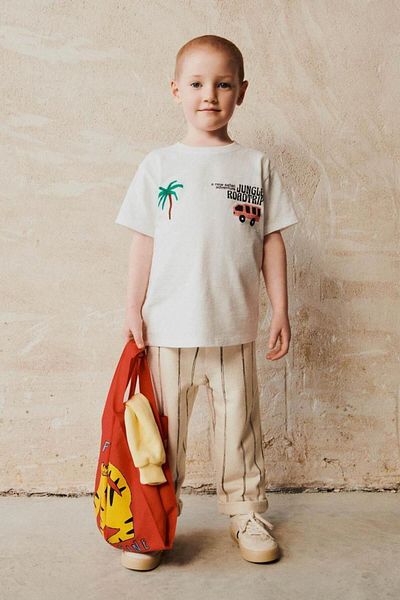Lolliboomkids Jungle Safari Printed Boys T-Shirt and Striped Pants Set - Comfortable and Stylish Combination
