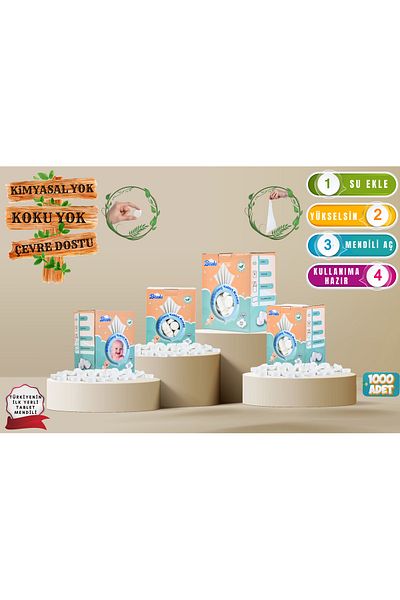 Bisula Compressed Tablet Wipes – Disposable Baby Cleaning Cloth That Opens with Water (4 Boxes 1000Pcs)