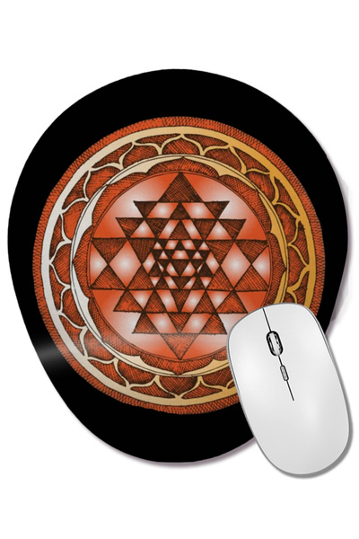 BASKI DÜNYASI Mouse Pad oval Sri Yantra Mandala cu suport pentru încheietura mâinii