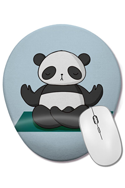 BASKI DÜNYASI Mouse Pad oval Zen Panda Yoga cu suport pentru încheietura mâinii