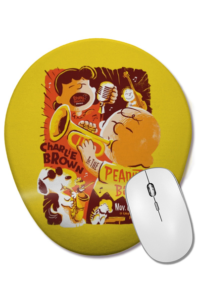 BASKI DÜNYASI Playin For Peanuts Pop Culture Charlie Brown Οβάλ ποντίκι με υπ...