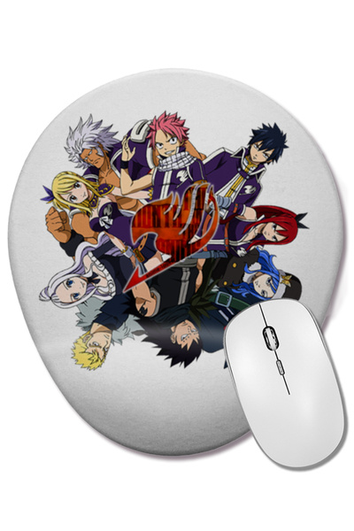 BASKI DÜNYASI Mouse Pad oval Fairy Tail Anime Erza Scarlet Happy Lisanna Stra...