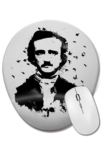 BASKI DÜNYASI Mouse Pad oval Edgar Allan Poe cu suport pentru încheietura mâinii