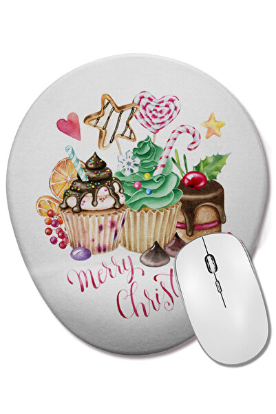 BASKI DÜNYASI Mouse Pad oval pentru Anul Nou 08, cu suport pentru încheietura...