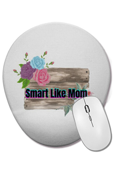 BASKI DÜNYASI Mouse Pad oval pentru ziua mamei, inteligent ca mama, cu suport...