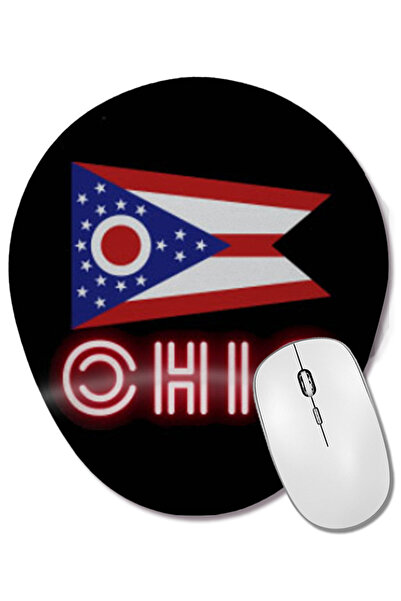 BASKI DÜNYASI Cadou cu steagul statului Ohio - Mouse Pad oval în stil retro v...