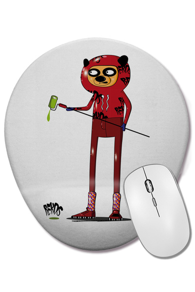 BASKI DÜNYASI Mouse Pad oval Bekos Arte Urbana Ursulino2 cu suport pentru înc...