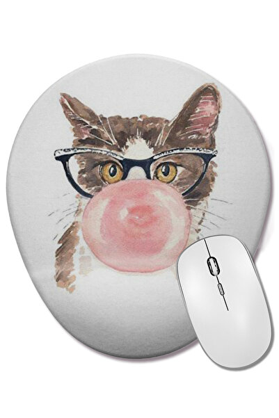 BASKI DÜNYASI Cat Gum Cats Οβάλ ποντίκι με υποστήριξη καρπού