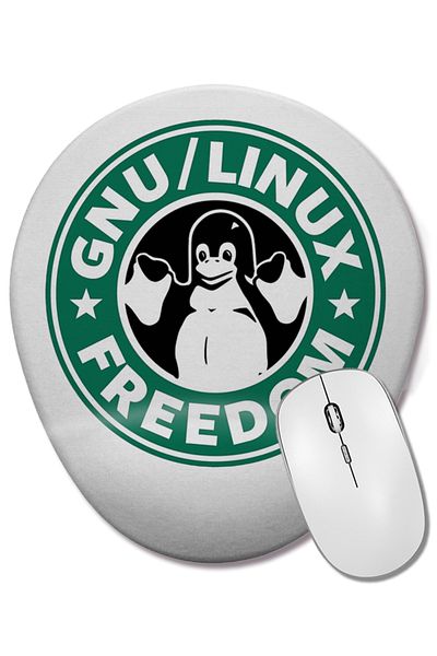 BASKI DÜNYASI لوحة ماوس بيضاوية من Gnu Linux مع دعم للمعصم