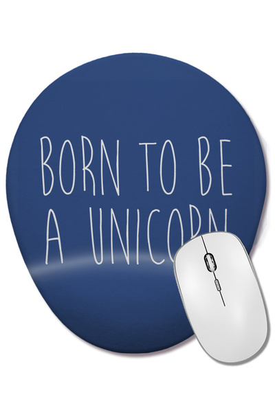 BASKI DÜNYASI Mouse Pad oval Born To Be A Unicorn cu suport pentru încheietura mâinii