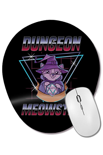 BASKI DÜNYASI Dungeon Meowster Cute & Funny Gaming Mouse Pad oval cu suport p...