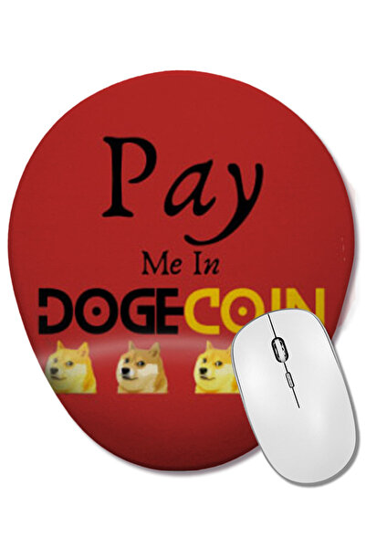 BASKI DÜNYASI Πληρώστε με Dogecoin Οβάλ ποντίκι ποντικούχο με υποστήριξη καρπού