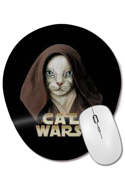 BASKI DÜNYASI Star Cat Wars 014 Mouse Pad oval cu suport pentru încheietura m...