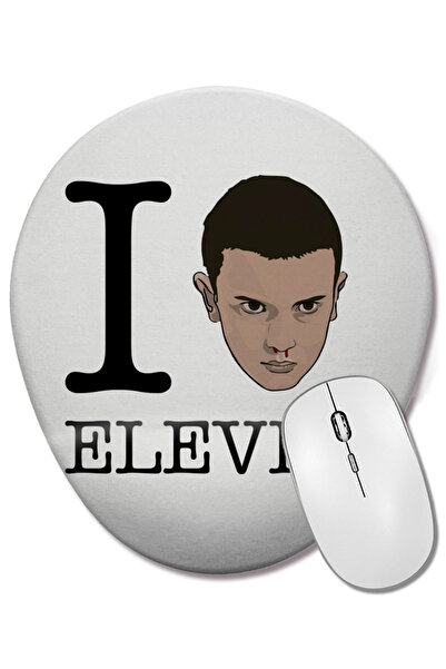 BASKI DÜNYASI Stranger Things I Love Eleven Mouse Pad oval cu suport pentru încheietura mâinii