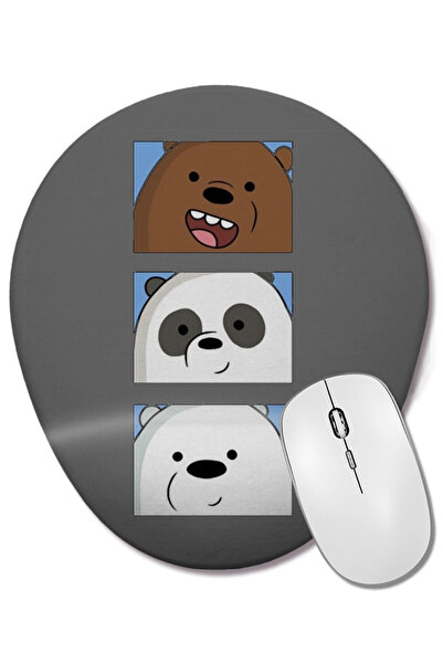 BASKI DÜNYASI We Bare Bears 04 Mouse Pad oval cu suport pentru încheietura mâ...