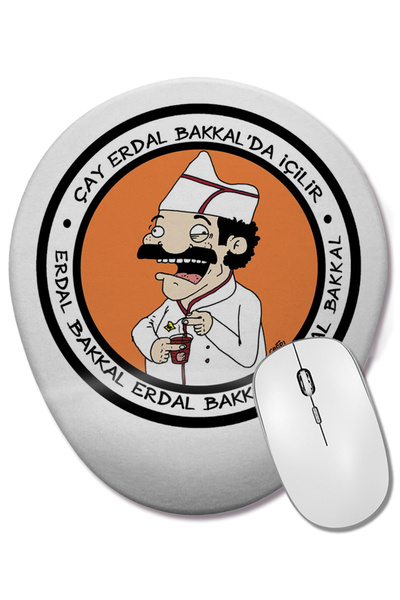 BASKI DÜNYASI Tea Erdal Drinks at the Grocery Store 02 Oval Mouse Pad with Wr...