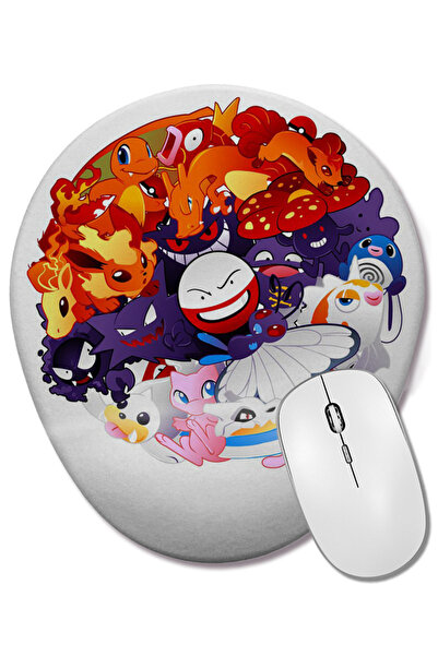 BASKI DÜNYASI Pokemon Go Mewtwo Charizard Bilek Destekli Oval Mouse Pad