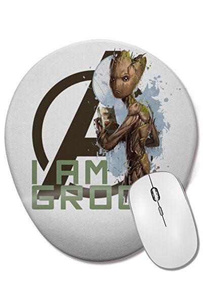 BASKI DÜNYASI Avengers I Am Groot Mouse Pad oval cu suport pentru încheietura...