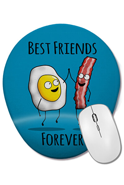 BASKI DÜNYASI Mouse Pad oval Bacon And Eggs cu suport pentru încheietura mâinii