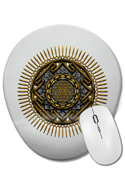 BASKI DÜNYASI Mandala Teeshirts Mandala Sri Yantra Mouse Pad oval cu suport p...