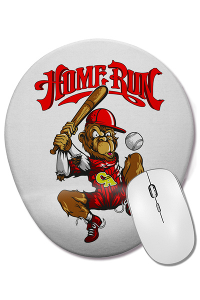 BASKI DÜNYASI Mouse Pad oval Monkey Baseball cu suport pentru încheietura mâinii
