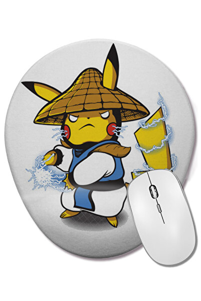 BASKI DÜNYASI Mouse Pad oval Pokemon Pikaccu cu suport pentru încheietura mâinii