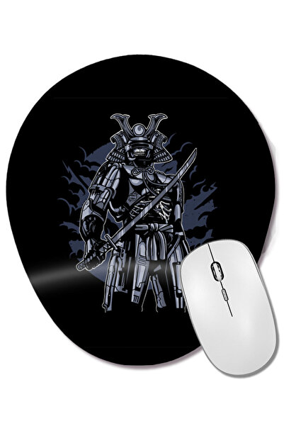 BASKI DÜNYASI Samurai Robot Skull Mouse Pad oval cu suport pentru încheietura...
