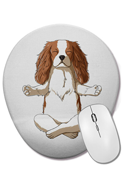 BASKI DÜNYASI Mouse Pad oval Yoga Cavalier King Charles Spaniel cu suport pen...