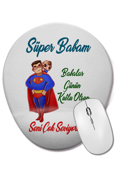 BASKI DÜNYASI Cadou pentru Ziua Tatălui 060 Mouse Pad oval cu suport pentru î...