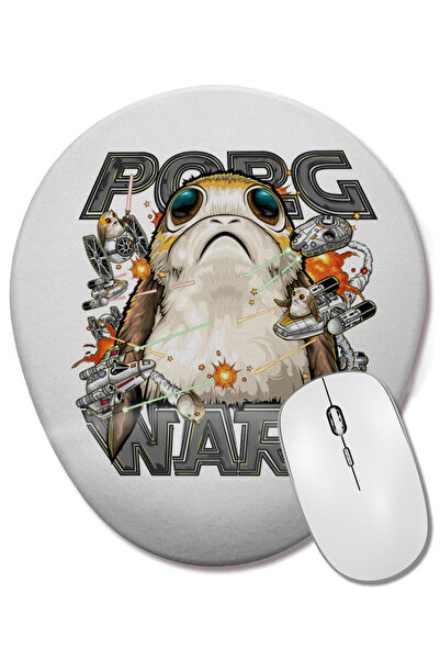 BASKI DÜNYASI Mouse Pad oval Porg Wars cu suport pentru încheietura mâinii