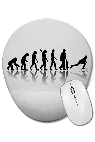 BASKI DÜNYASI Evolution Of Skate Mouse Pad oval cu suport pentru încheietura mâinii