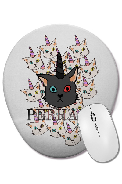 BASKI DÜNYASI Unicorn Cat pisică Mouse Pad oval cu suport pentru încheietura ...