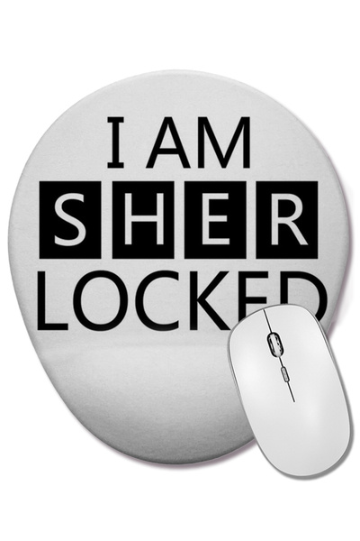 BASKI DÜNYASI Mouse Pad oval I Am Sher Locked Sherlock Holmes Gun cu suport p...