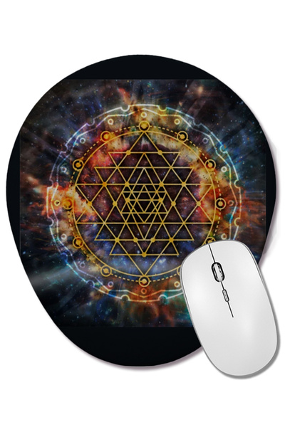 BASKI DÜNYASI Mouse Pad oval colorat Sri Yantra Mandala cu suport pentru înch...