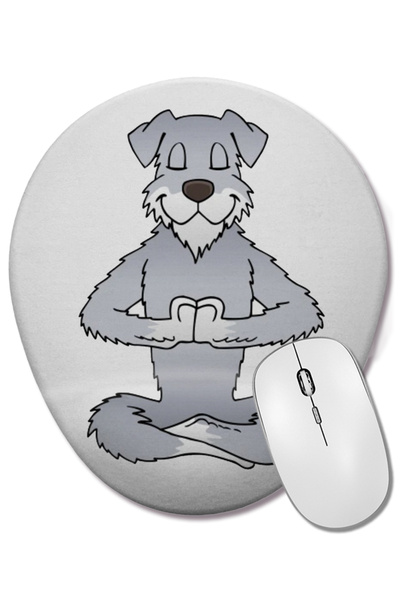BASKI DÜNYASI Mouse Pad oval Schnauzer Namaste Yoga cu suport pentru încheiet...